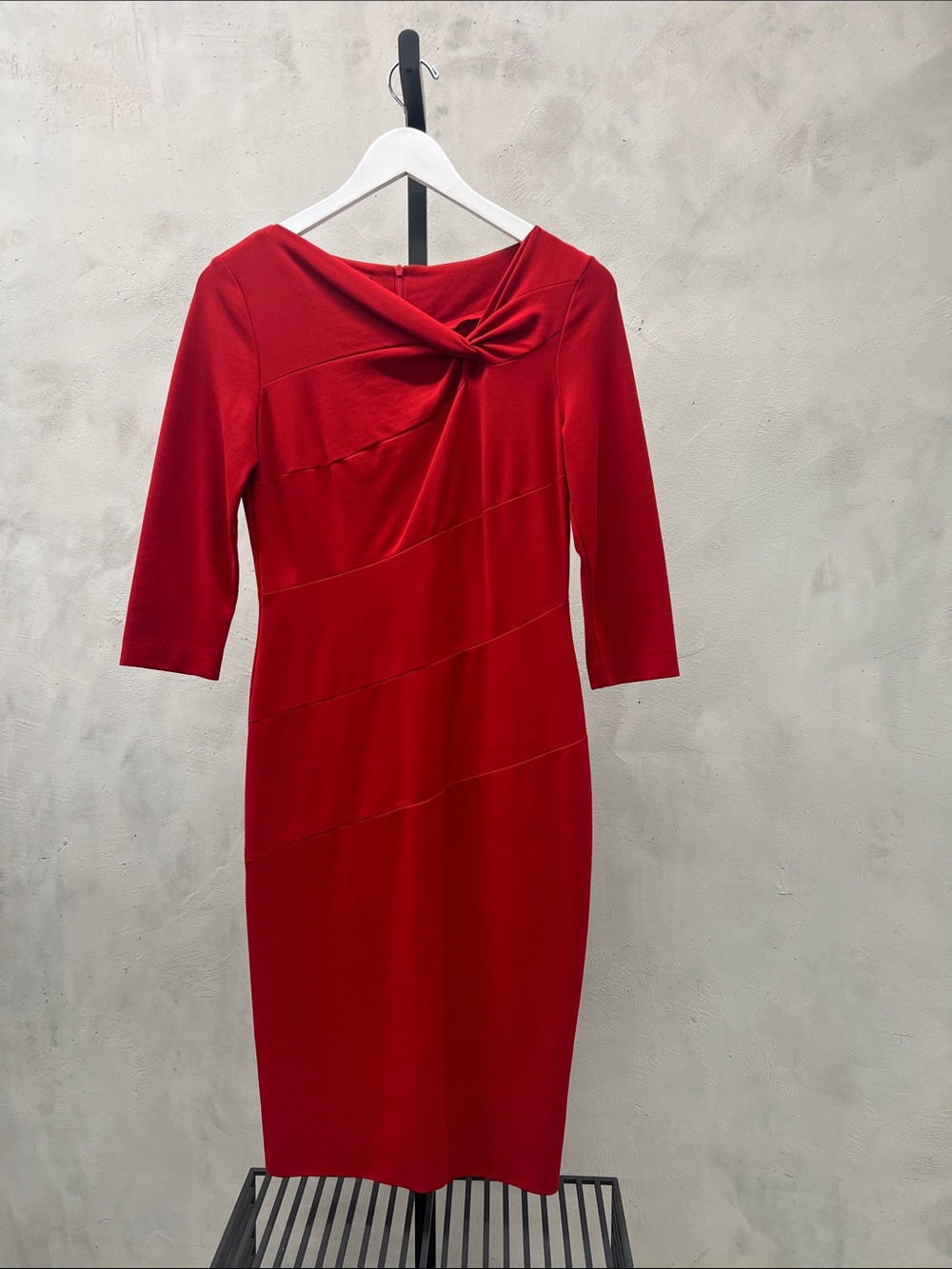 Escada Crimson Twist-Front Midi Dress